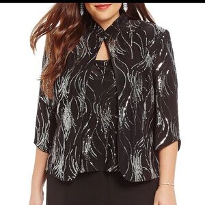 NWT! Stunning Alex Evenings Plus Size Fireworks Twinset (Jacket/Tank) Size 3X